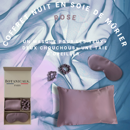 Coffret nuit merveilleuse en soie de mûrier rose